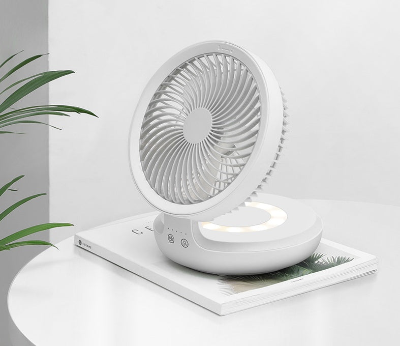 Household Rechargeable Wall Mounted Mini Foldable Desktop Fan With Remote Control And Auto Shake Function