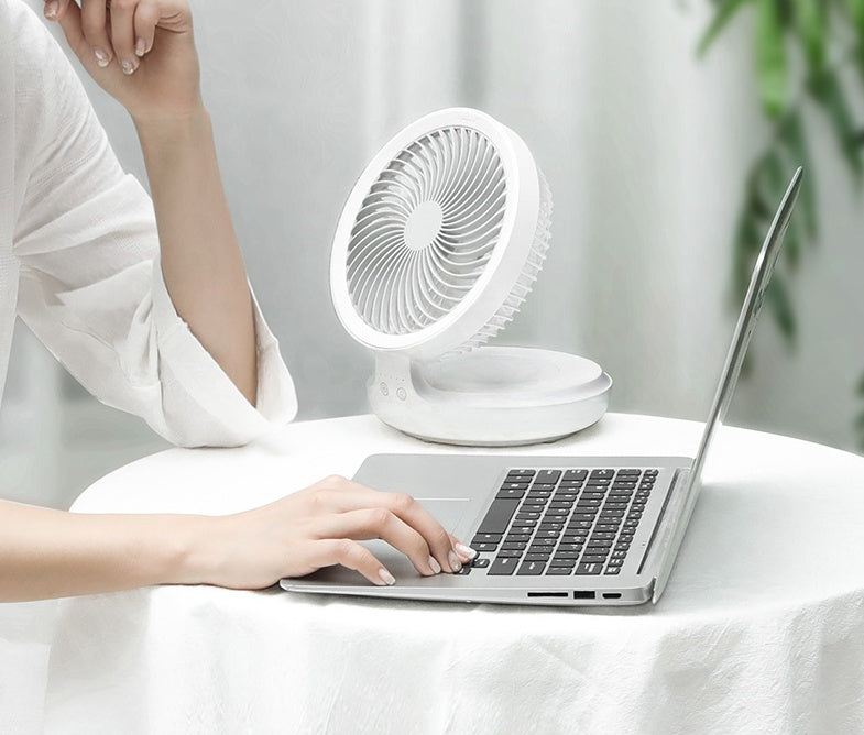 Household Rechargeable Wall Mounted Mini Foldable Desktop Fan With Remote Control And Auto Shake Function
