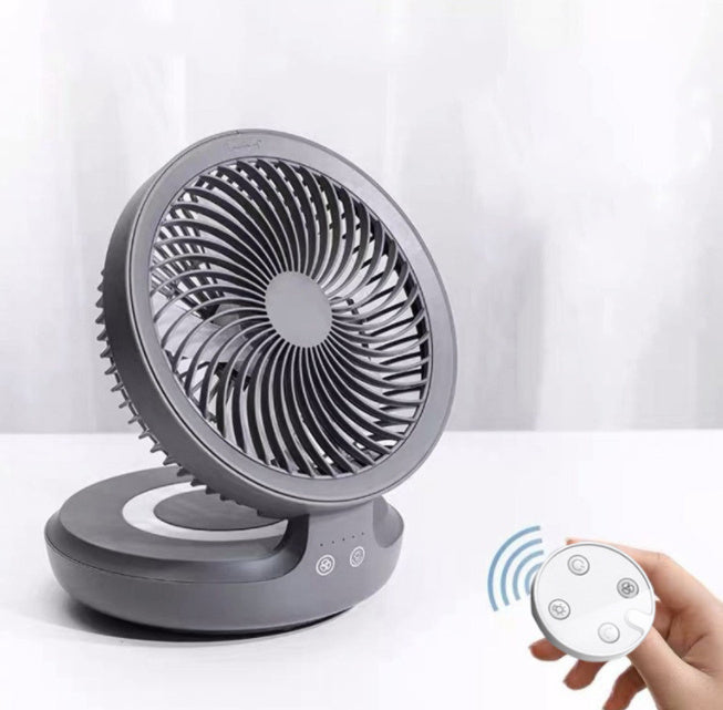 Household Rechargeable Wall Mounted Mini Foldable Desktop Fan With Remote Control And Auto Shake Function